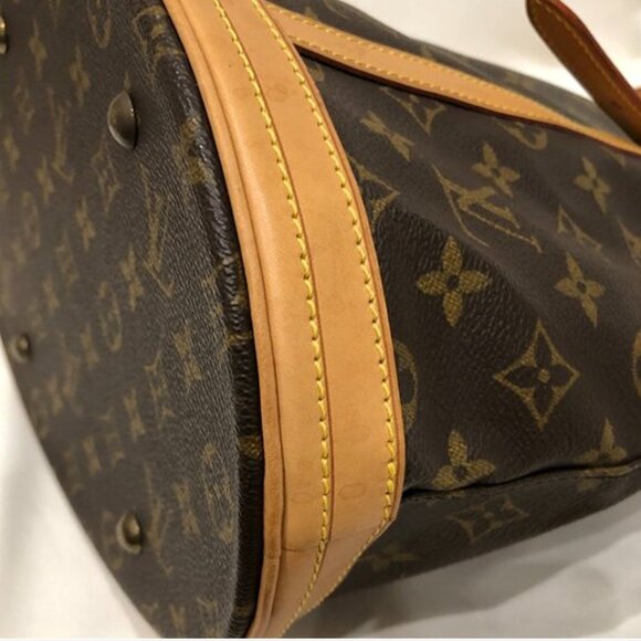 Louis Vuitton Brown and Tan Monogram Bucket GM Tote - Picture 5 of 13
